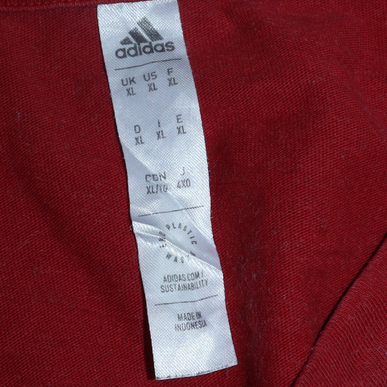 Adidas Men's Red V-Neck Short Sleeve Cotton T-Shirt XL