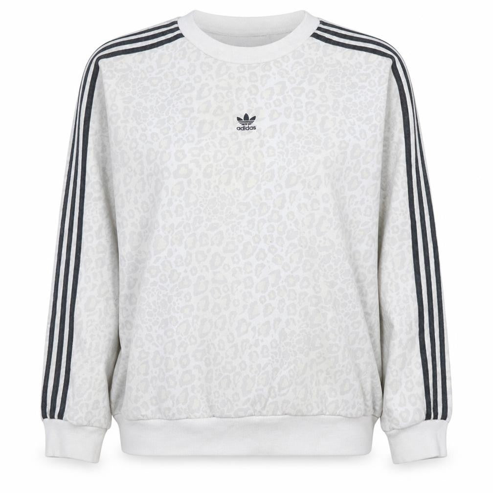 Adidas Womens White Animal Print Crew Neck Sweatshirt Size 12