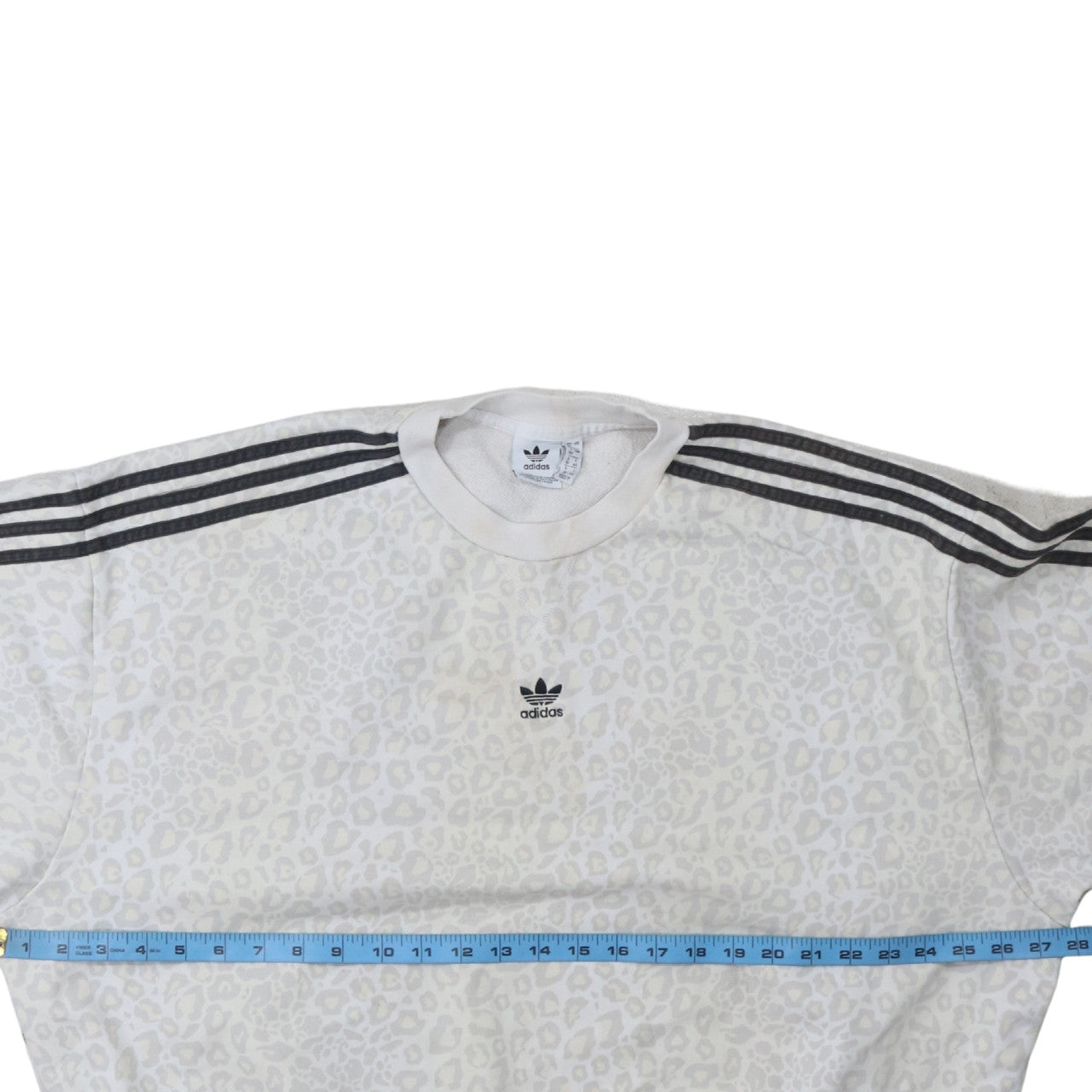 Adidas Womens White Animal Print Crew Neck Sweatshirt Size 12