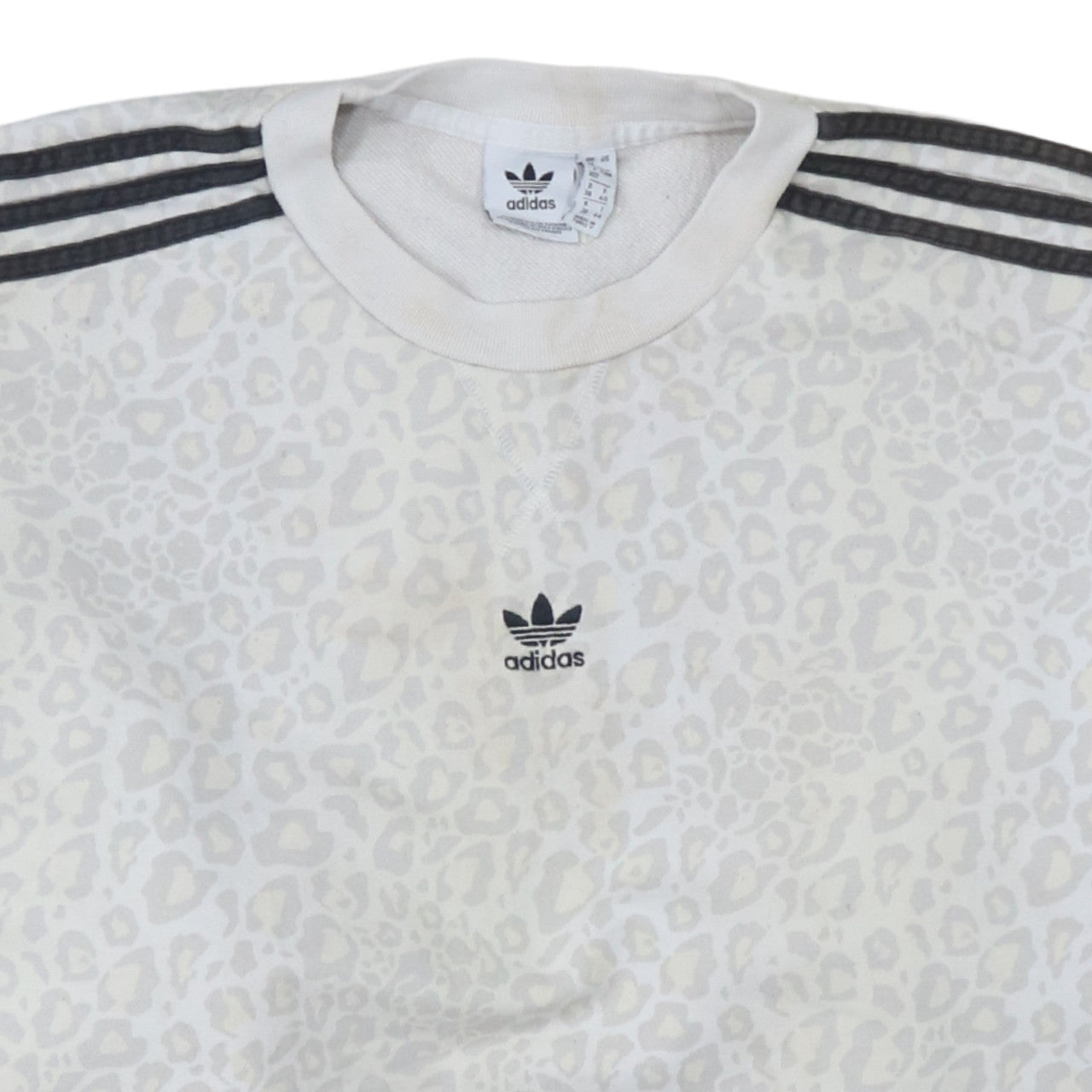 Adidas Womens White Animal Print Crew Neck Sweatshirt Size 12