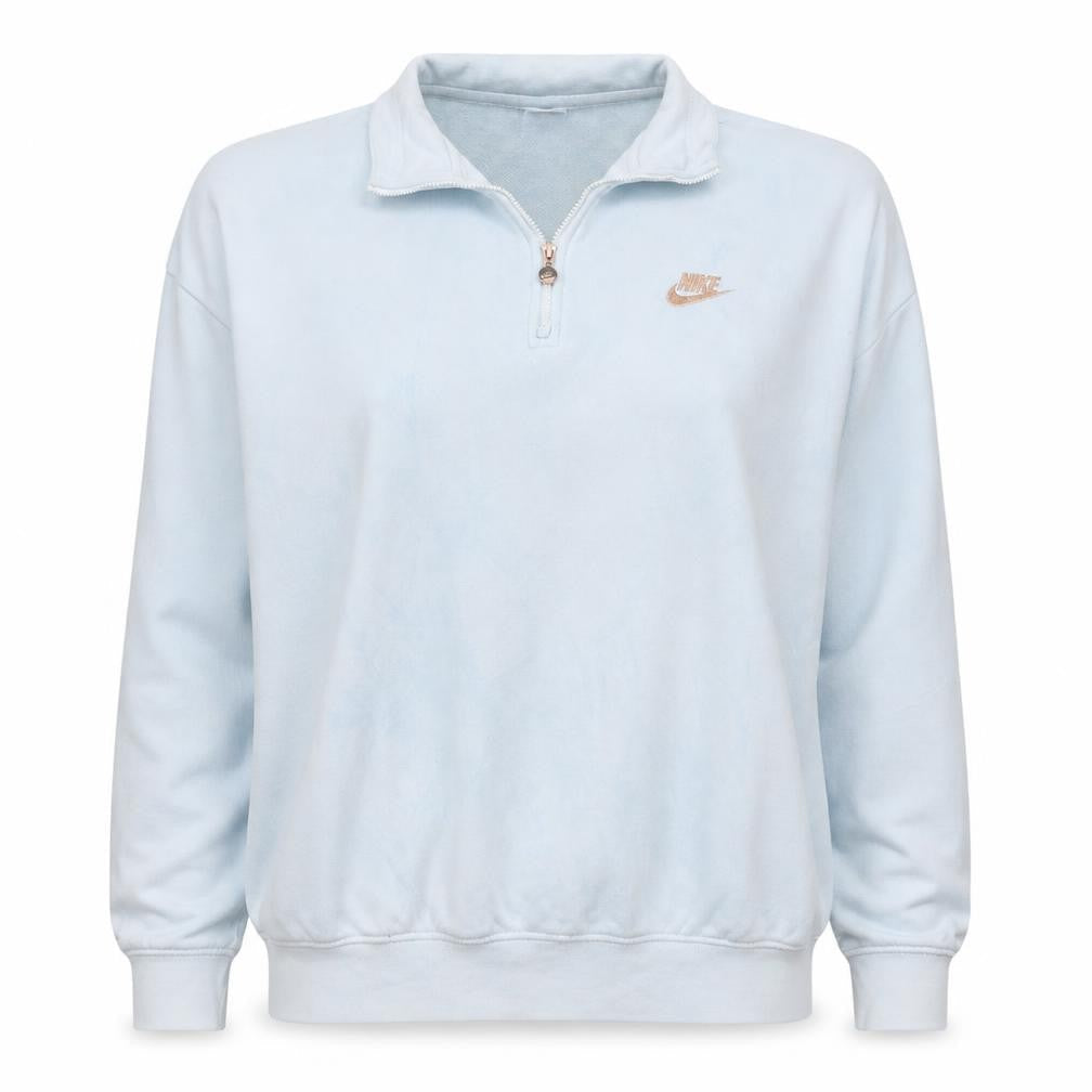 Nike Womens Blue Oversized 1/4 Zip Sweatshirt XL Cotton Blend