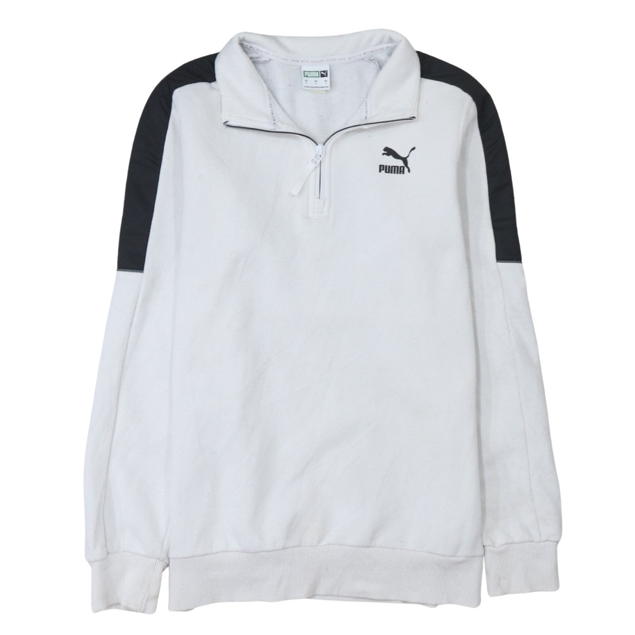 Puma Men’s White 1/4 Zip Sweatshirt Size S Sportswear Classic