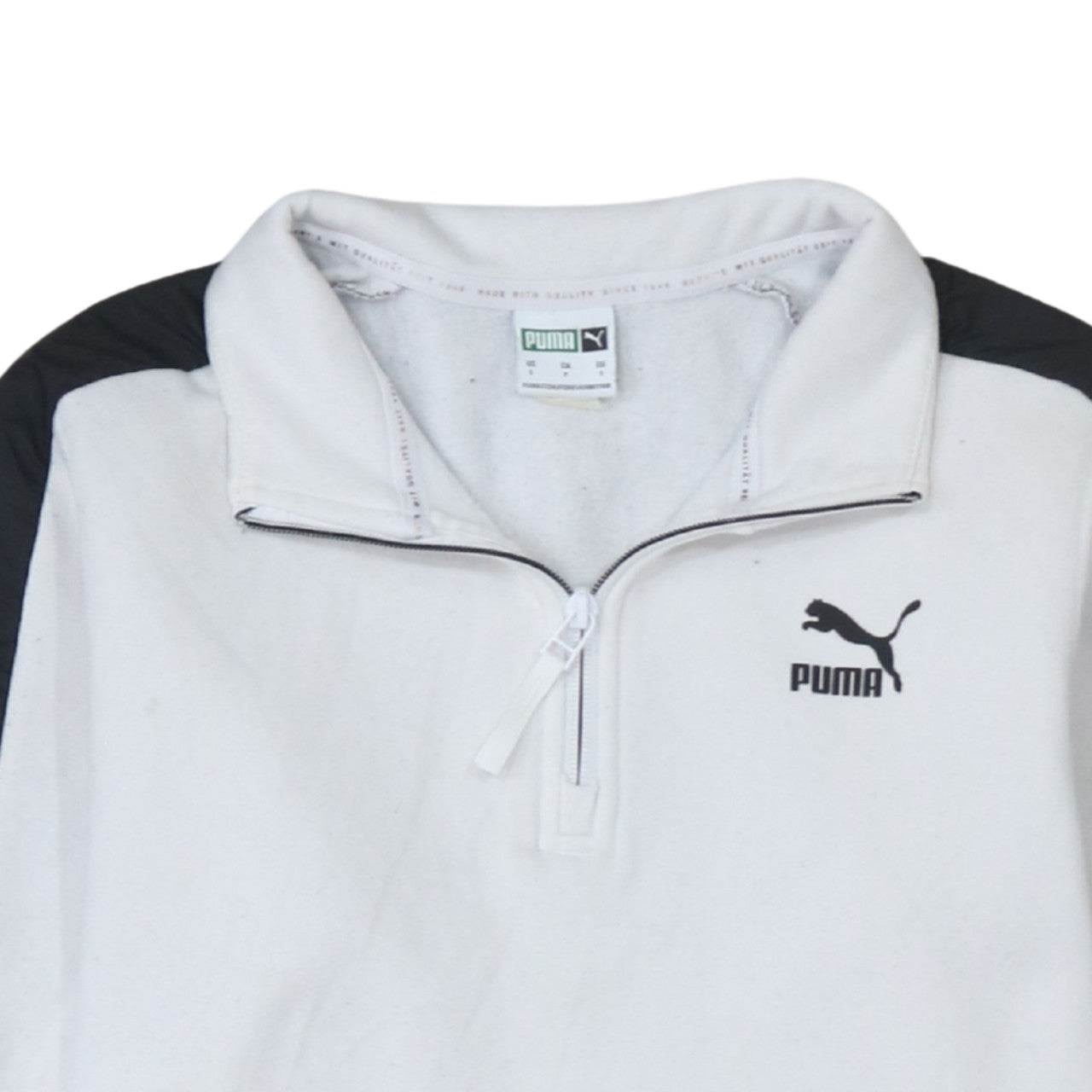 Puma Men’s White 1/4 Zip Sweatshirt Size S Sportswear Classic