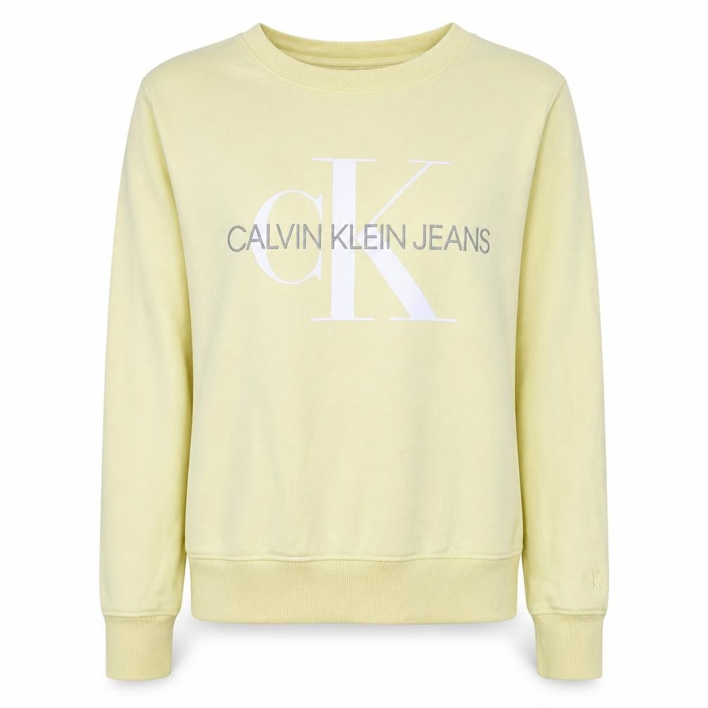 Calvin Klein Jeans Womens Yellow Cotton Pullover Sweatshirt S