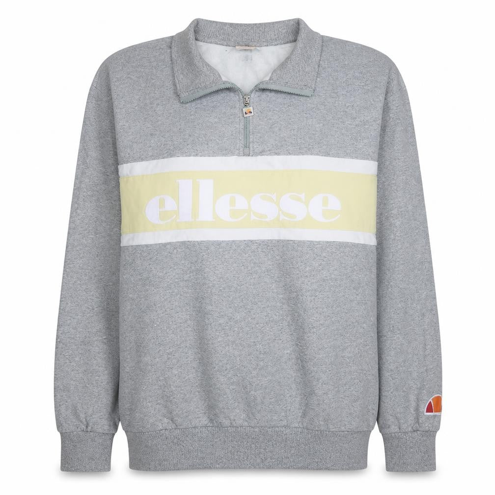 Ellesse Womens Grey 1/4 Zip Logo Sweatshirt UK 16 Hoodie Style