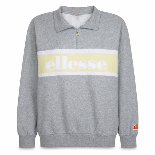 Ellesse Womens Grey 1/4 Zip Logo Sweatshirt UK 16 Hoodie Style