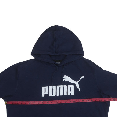 Puma Men's Blue Pullover Hoodie L Lightweight Fleece Sportswear