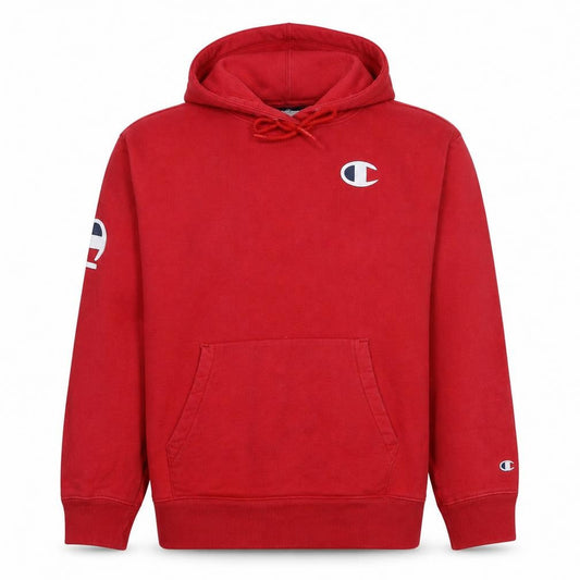 Champion Men's Red Pullover Hoodie Medium Logo Fleece Sweatshirt