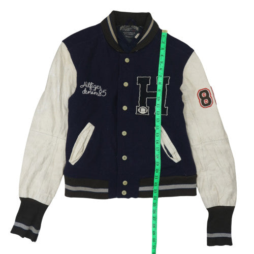 Tommy Hilfiger Mens Blue Varsity Bomber Jacket Medium Cotton Blend