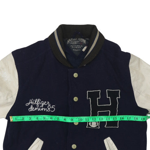 Tommy Hilfiger Mens Blue Varsity Bomber Jacket Medium Cotton Blend