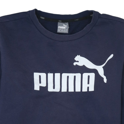 Puma Men's Blue Crew Neck Logo Pullover Sweatshirt Size M