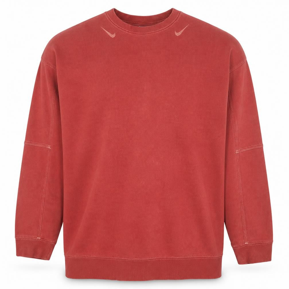 Nike Men's Red Pullover Sweatshirt L Relaxed Fit Fleece Logo Crew Neck