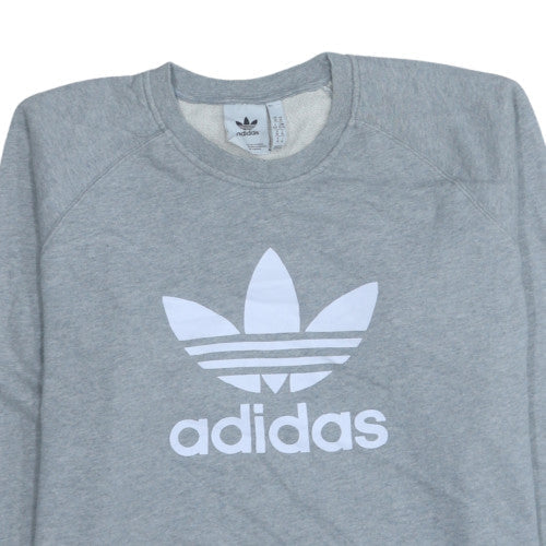 Adidas Men's Grey XL Pullover Sweatshirt Crew Neck Logo Fleece