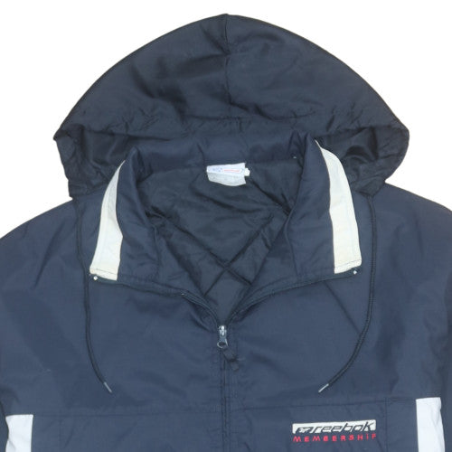 Reebok Mens Navy 2XL Hooded Windbreaker Jacket with Full Zip