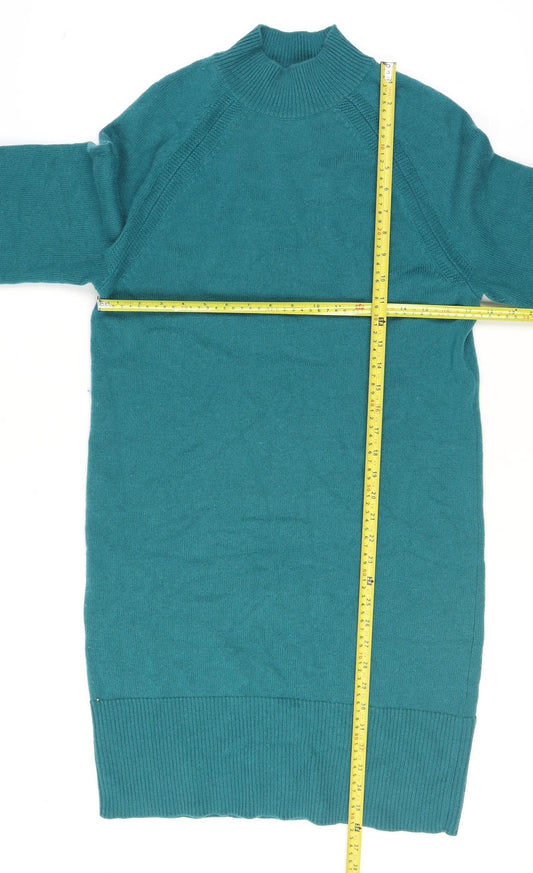 Jaeger Women’s Green Wool Cashmere Mock Neck Jumper Size S