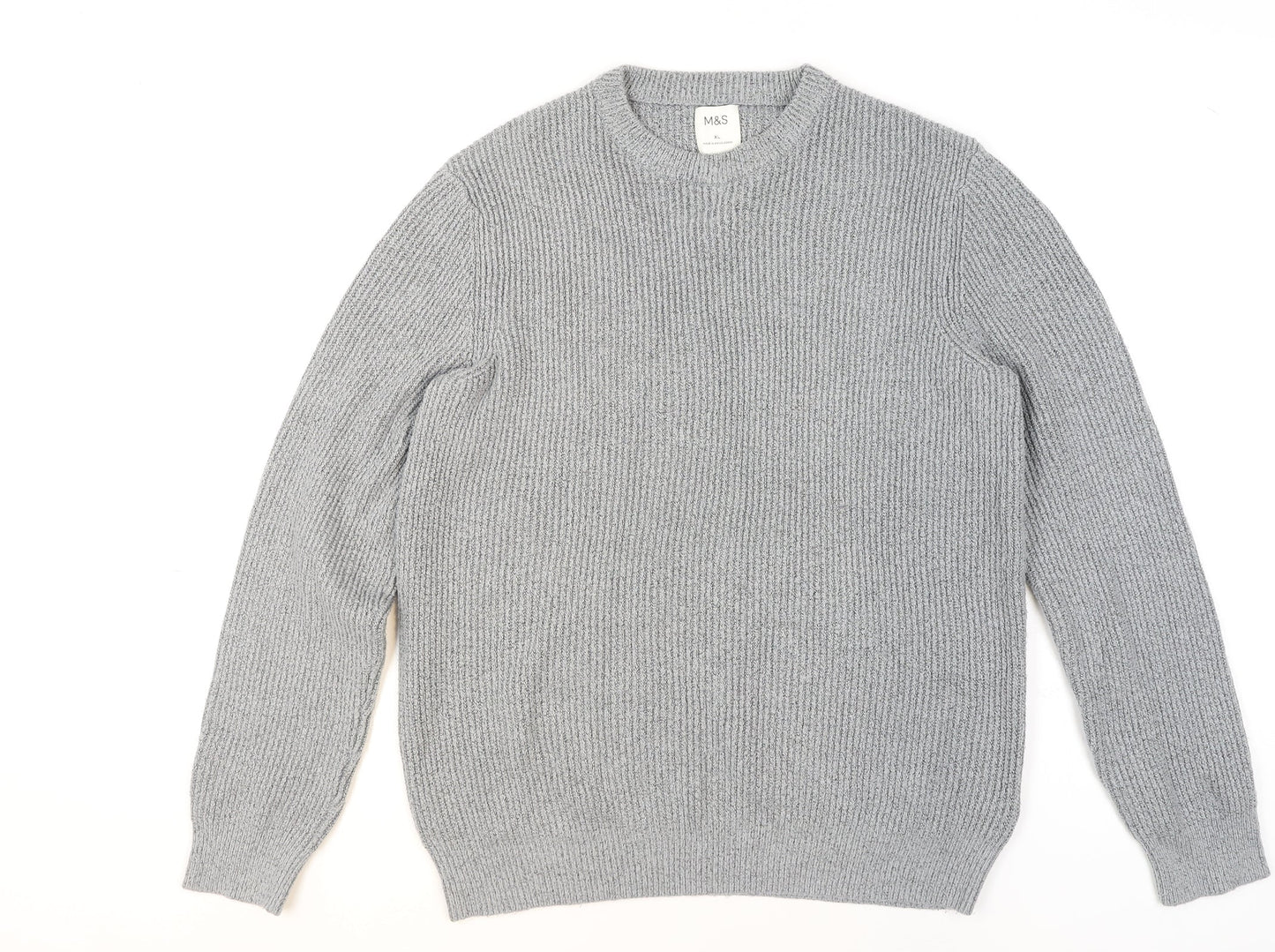 Marks and Spencer Women Grey Chunky-Knit Wool Blend Jumper XL