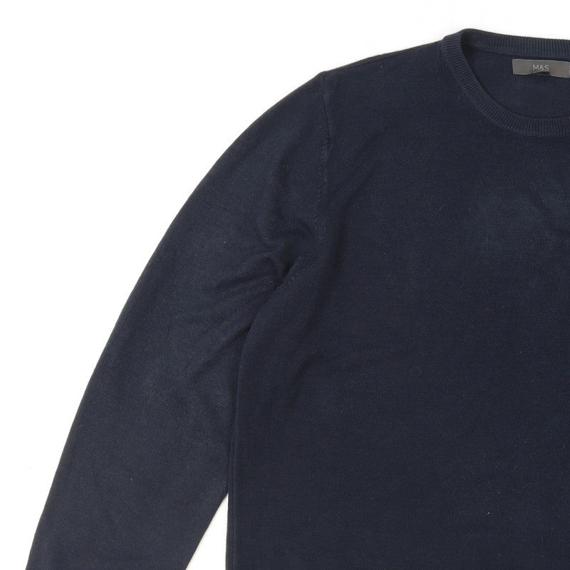 Additional view of Marks and Spencer Men's Blue L Crew Neck Cotton Blend Jumper