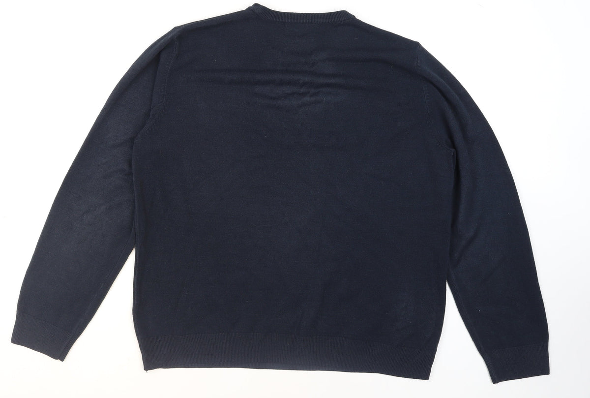 Brand and care label for Marks and Spencer Men's Blue L Crew Neck Cotton Blend Jumper