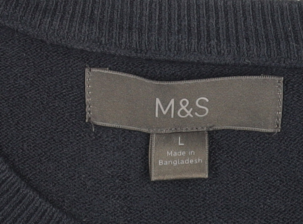 Additional view of Marks and Spencer Men's Blue L Crew Neck Cotton Blend Jumper