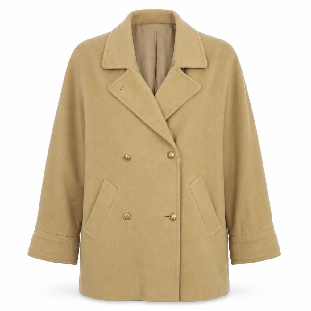 Marks and Spencer Women Beige Wool Pea Coat Size 14 Classic Style