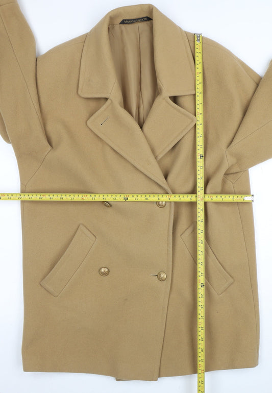 Marks and Spencer Women Beige Wool Pea Coat Size 14 Classic Style