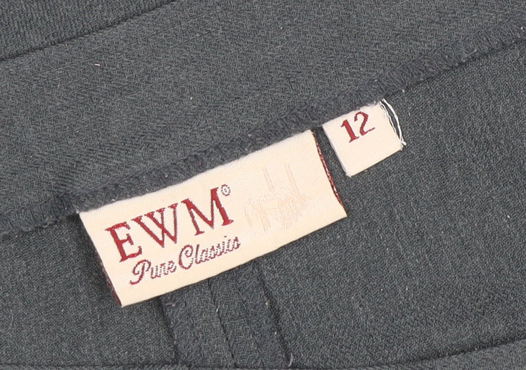 EWM Women Grey Size 12 Straight Leg Polyester Trousers