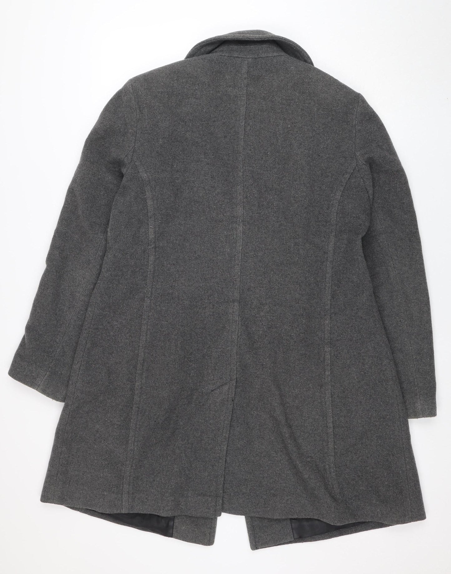 Franca Luca Women's Grey Wool Blend Mid-Length Overcoat Size 18
