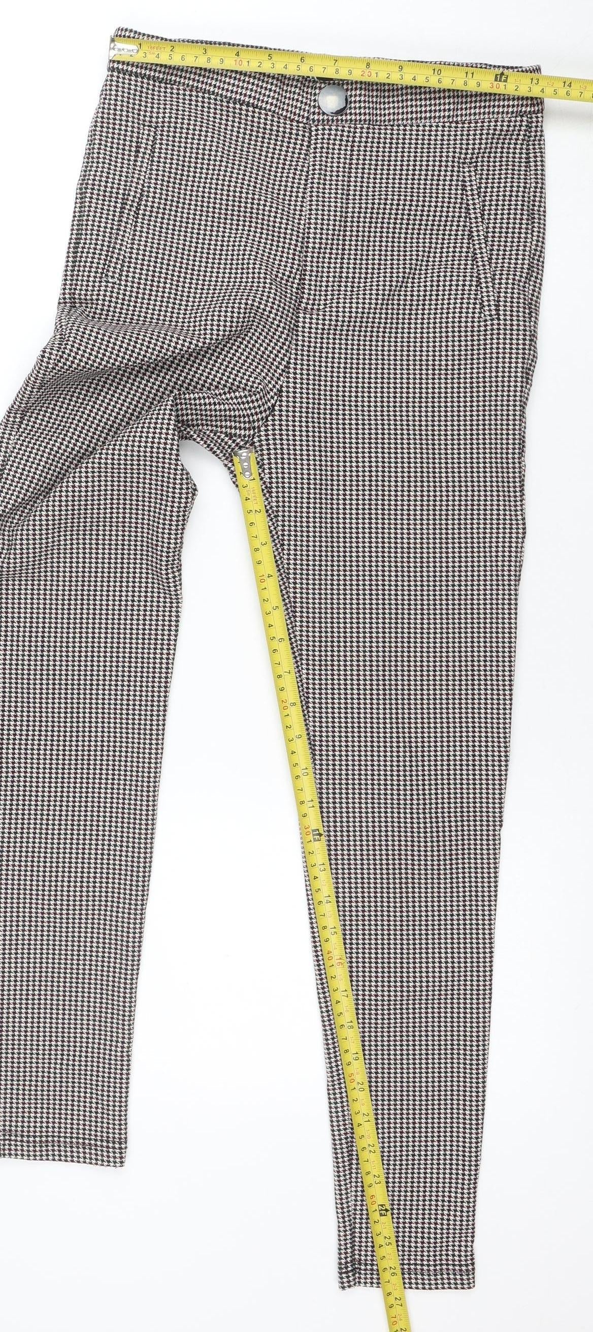 ZARA Women Multicoloured Houndstooth Slim Trousers Size 12