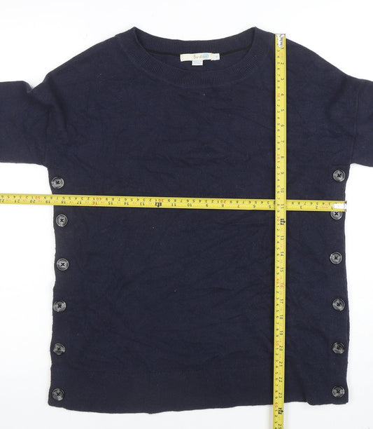 Boden Women Blue Wool Blend Button Side Jumper Size S