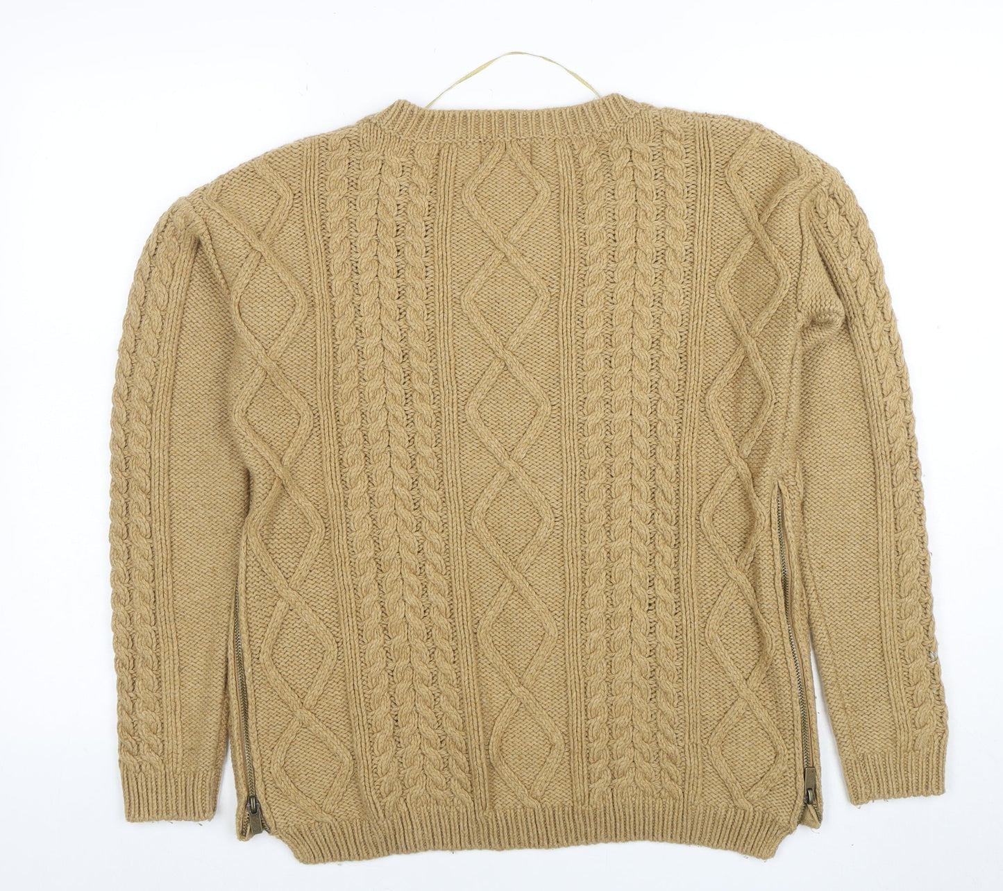 Next Women Beige Cable-Knit Wool Blend Jumper UK 12