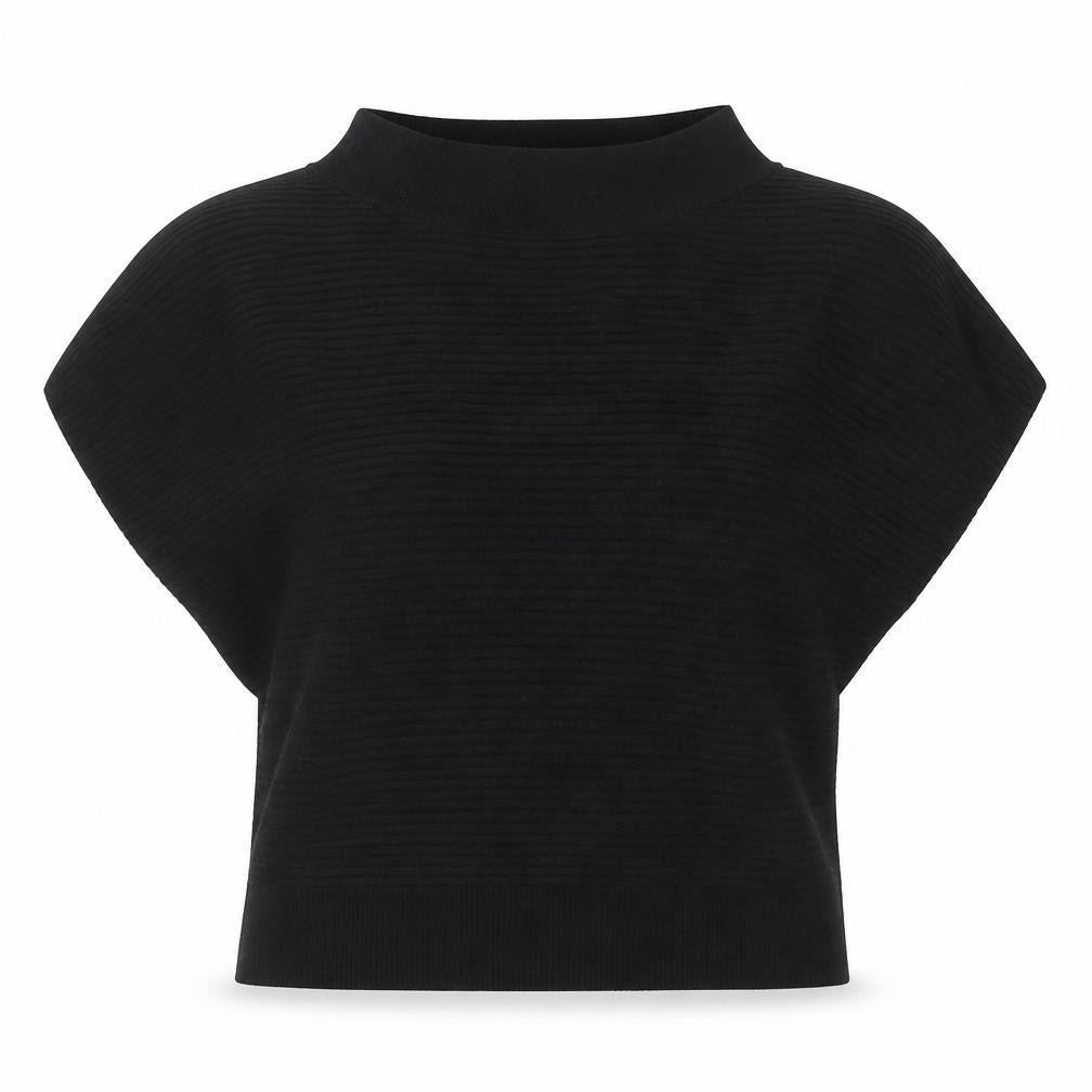 Front view of ASOS Women’s Black High Neck Acrylic jumper, size UK 8
