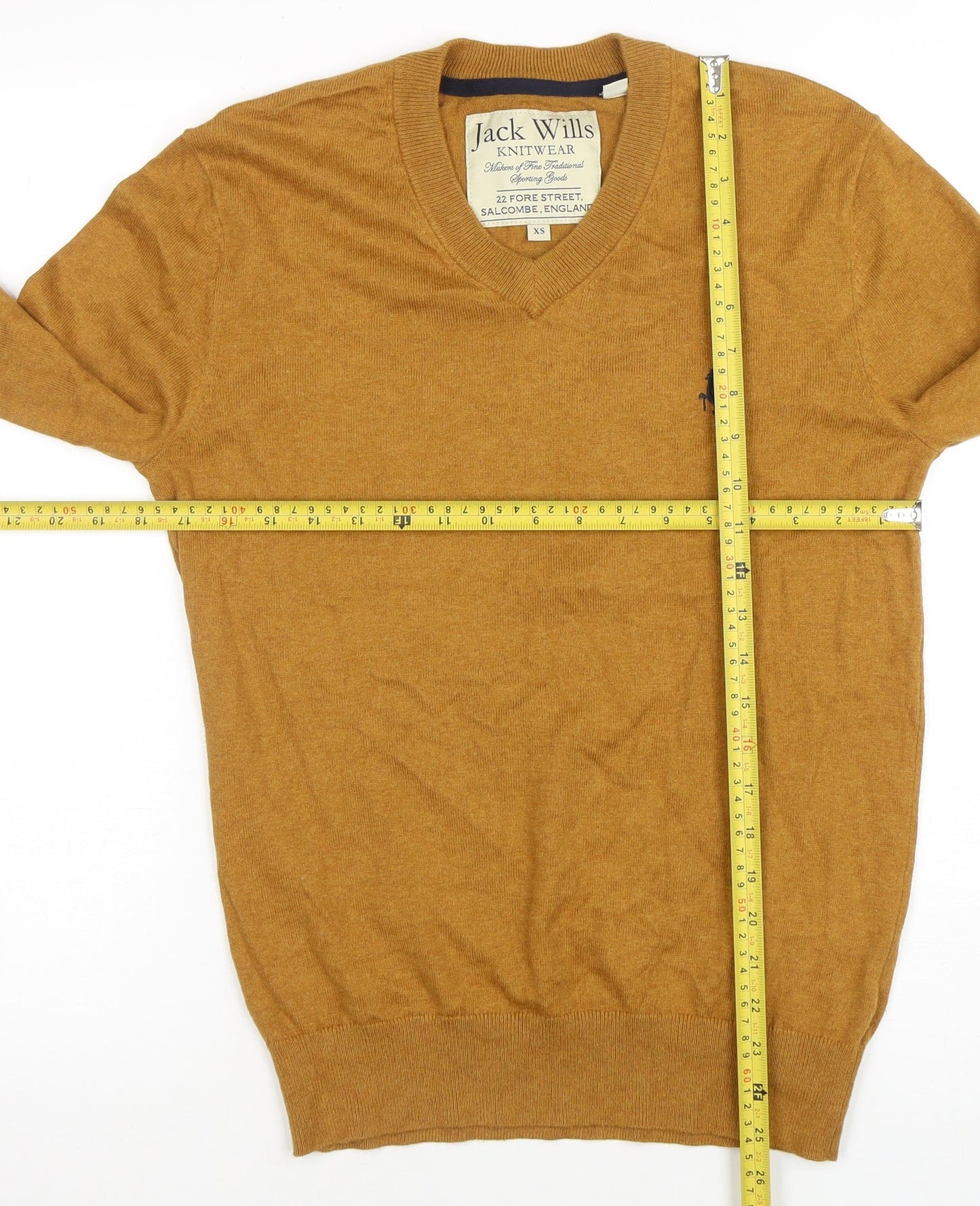 Jack Wills Men’s Brown V-Neck Cotton Cashmere Jumper XS