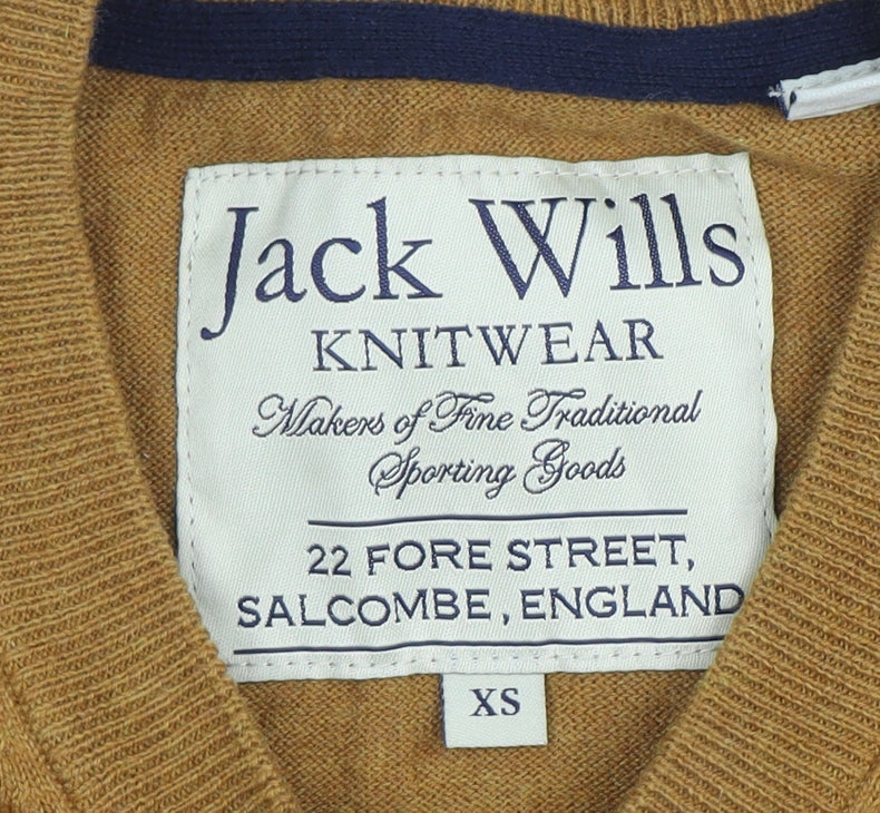 Jack Wills Men’s Brown V-Neck Cotton Cashmere Jumper XS