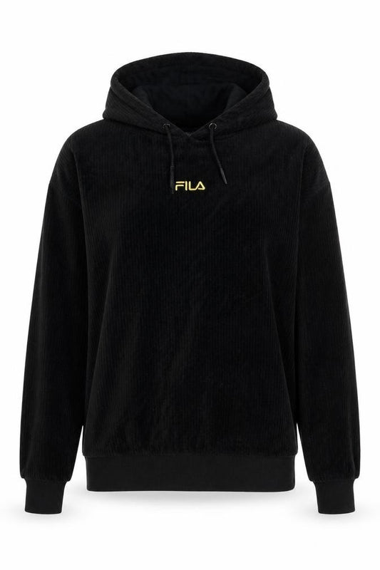 Fila Women's Black Pullover Hoodie XS 8 Ribbed Cord Velour