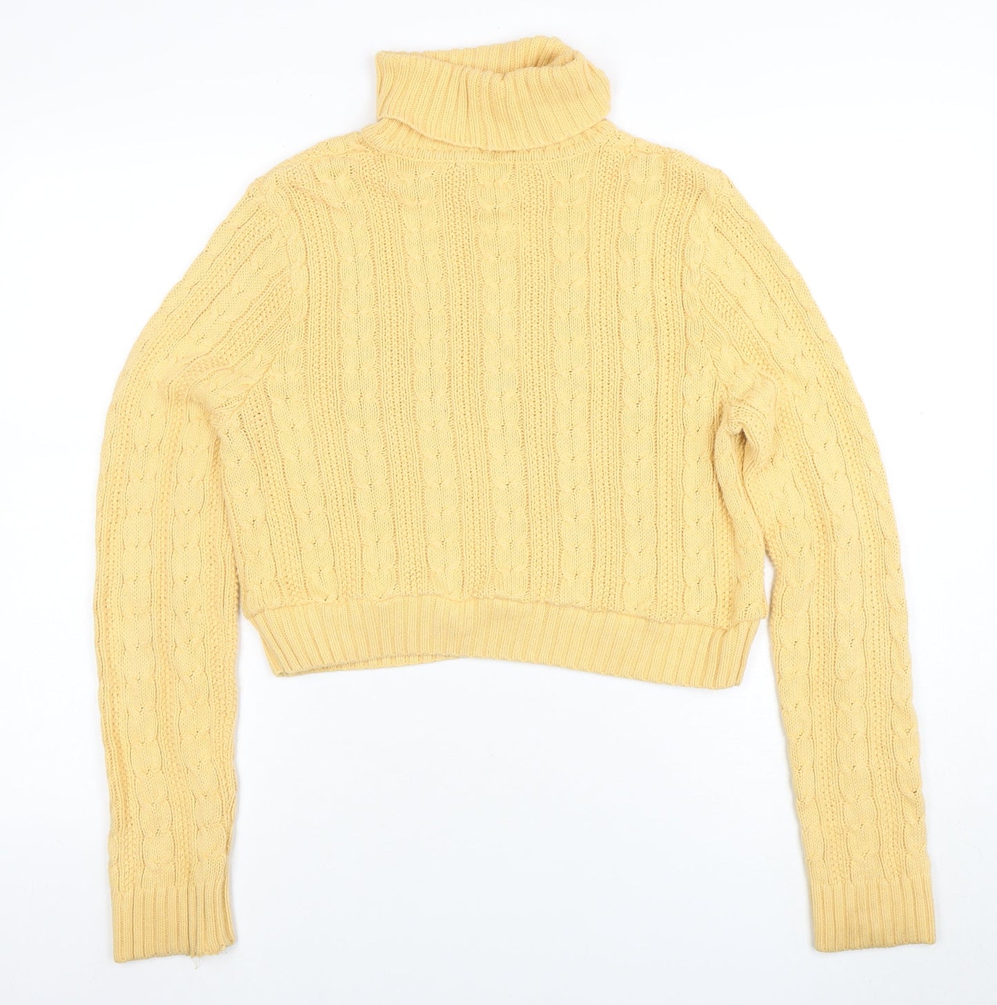 Jeanne Pierre Women’s Yellow Roll Neck Cable-Knit Jumper M