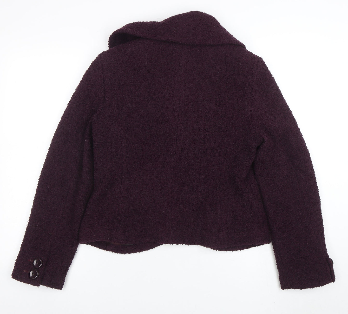Marks and Spencer Women's Purple Wool Pea Coat Jacket Size 12