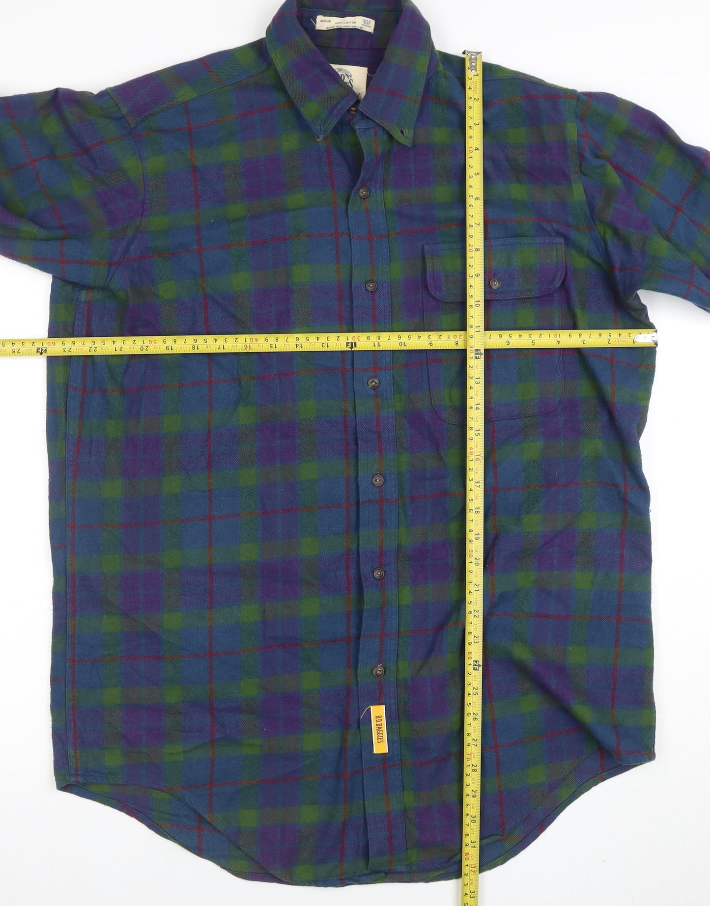 B.D. Baggies Men's Blue Check Flannel Button-Up Shirt Size M