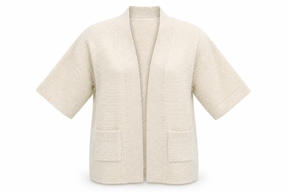 Marks and Spencer Women Beige Short Sleeve Knit Cardigan Size 12