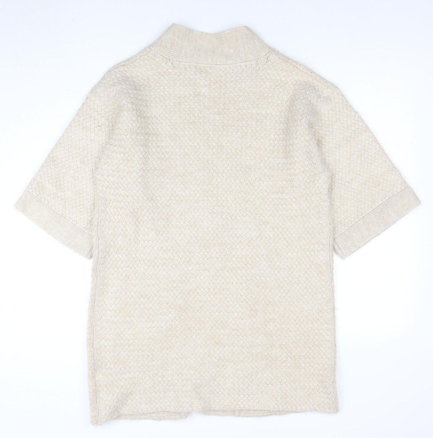 Marks and Spencer Women Beige Short Sleeve Knit Cardigan Size 12
