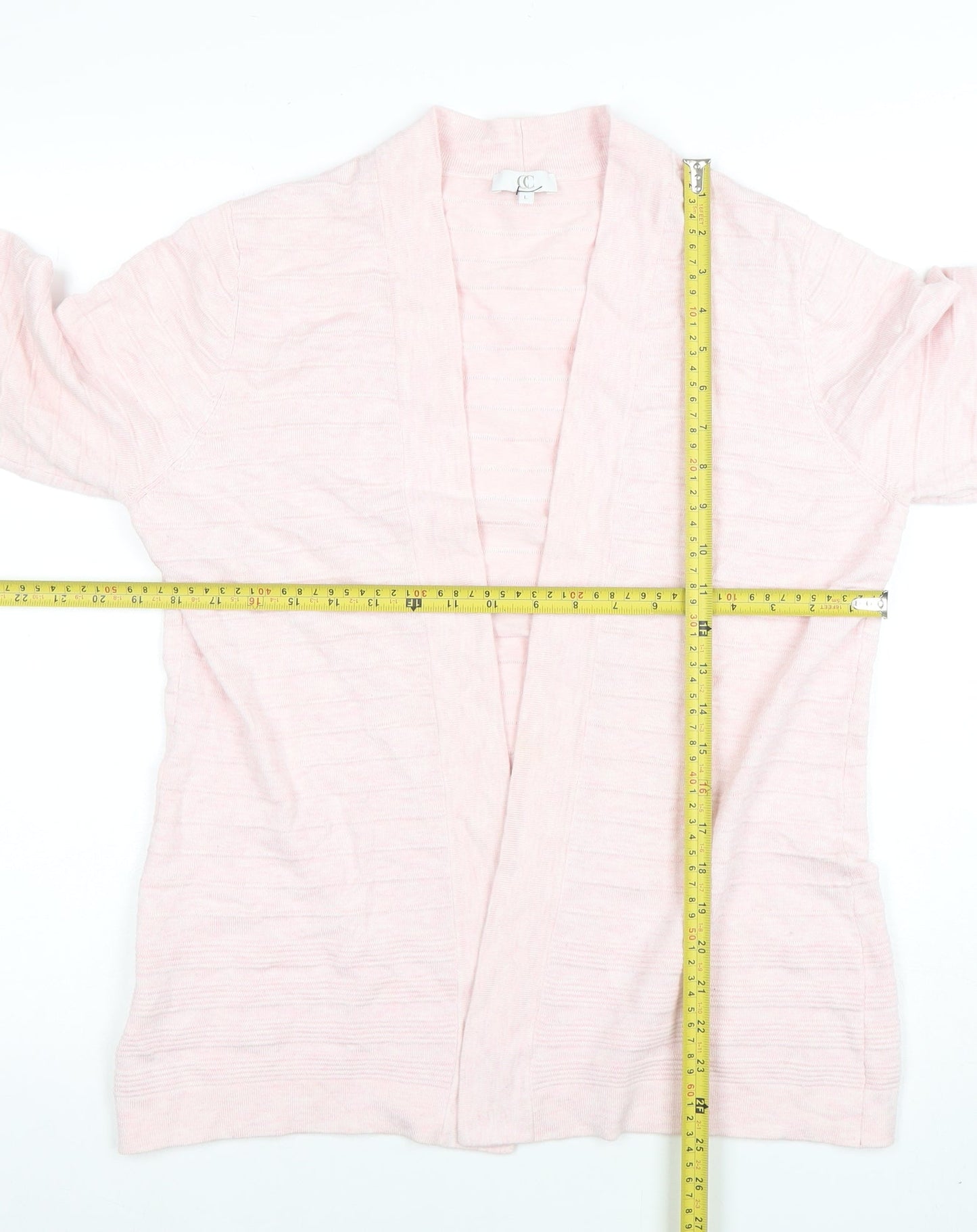 CC Women Pink Knit Cardigan L Lightweight Open Front