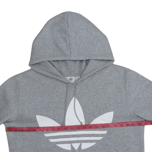 Adidas Women Grey Hoodie UK 12 Pullover Trefoil Logo Sweatshirt