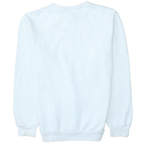 Adidas Men's White Logo Pullover Sweatshirt Crew Neck Fleece M