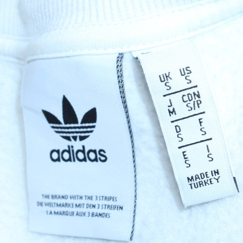 Adidas Men's White Logo Pullover Sweatshirt Crew Neck Fleece M