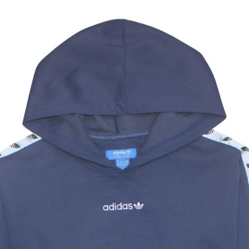Adidas Mens Navy Blue Small Pullover Hoodie with Logo Trim