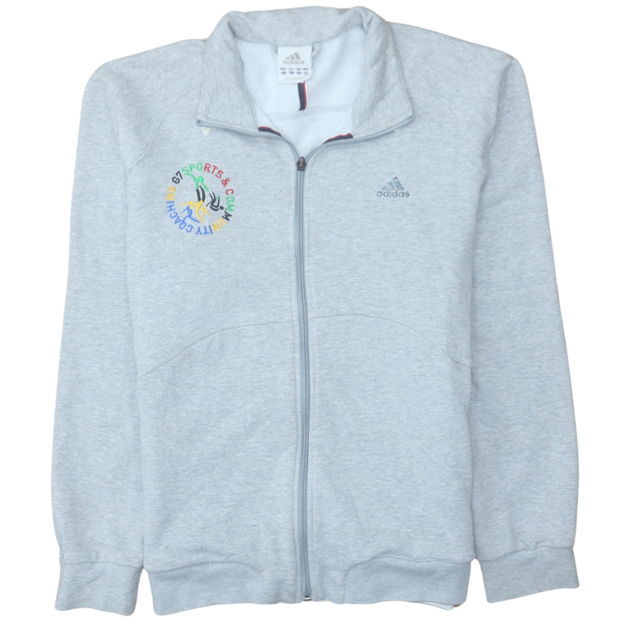 Adidas Men's Grey Full Zip Sweatshirt M Sports Embroidered Logo