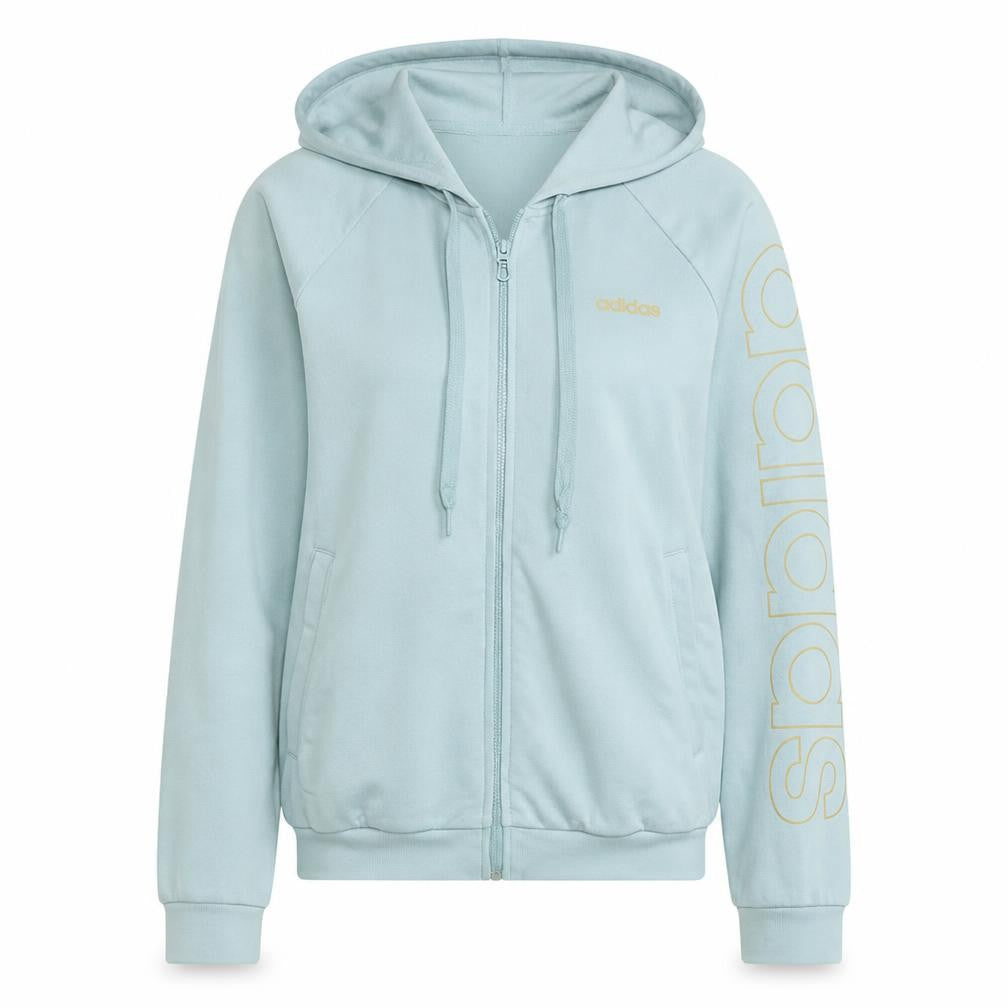 Adidas Women’s Blue Full Zip Hoodie Size L - Logo Hooded Sweatshirt