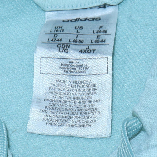 Adidas Women’s Blue Full Zip Hoodie Size L - Logo Hooded Sweatshirt