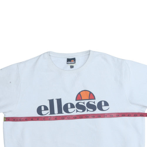 Ellesse Womens White Cotton Blend Crew Neck Sweatshirt Size M