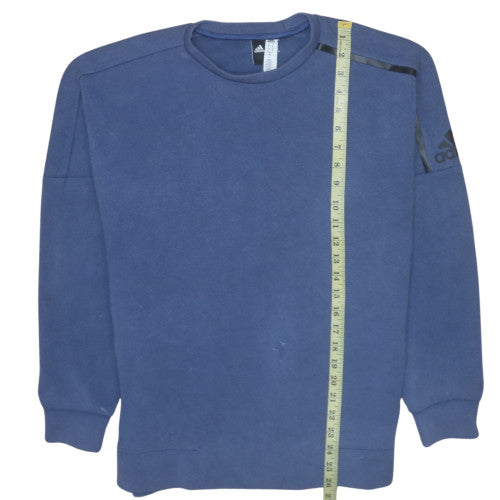 Adidas Men Blue Pullover Fleece Sweatshirt Size M Crew Neck Sportswear