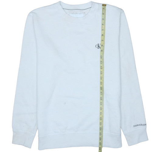 Calvin Klein Jeans Men's White Logo Pullover Sweatshirt L